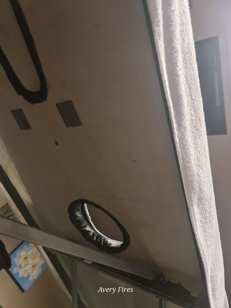 The view of the milking massage table hole.